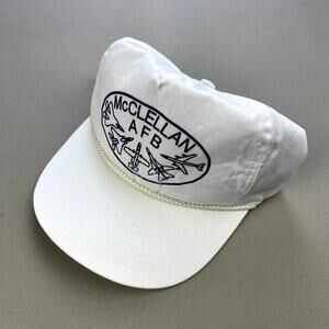 Vintage McClellan Air Force Base Hat Snapback White Military Aircraft Fighters